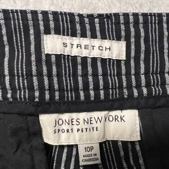 Jones New York Sport Petite Womens Black Gray Stripe Stretch Capri Pants Size 10 - Picture 9 of 13